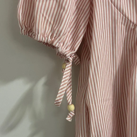 Boutique Pink & White Striped Button-Front Tiered Dress - Picture 3 of 5
